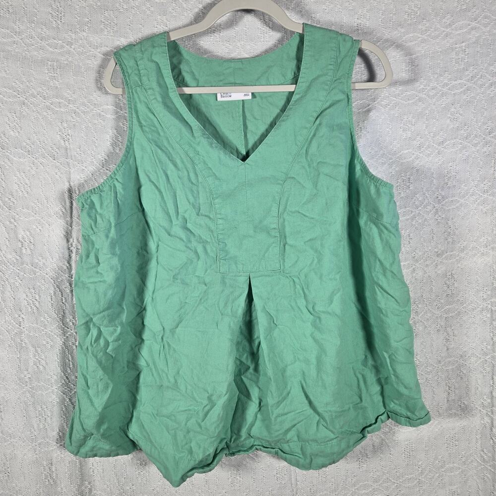 Croft &‎ Barrow Womens 1X Green Linen Blend Sleeveless Blouse Top Plus Size